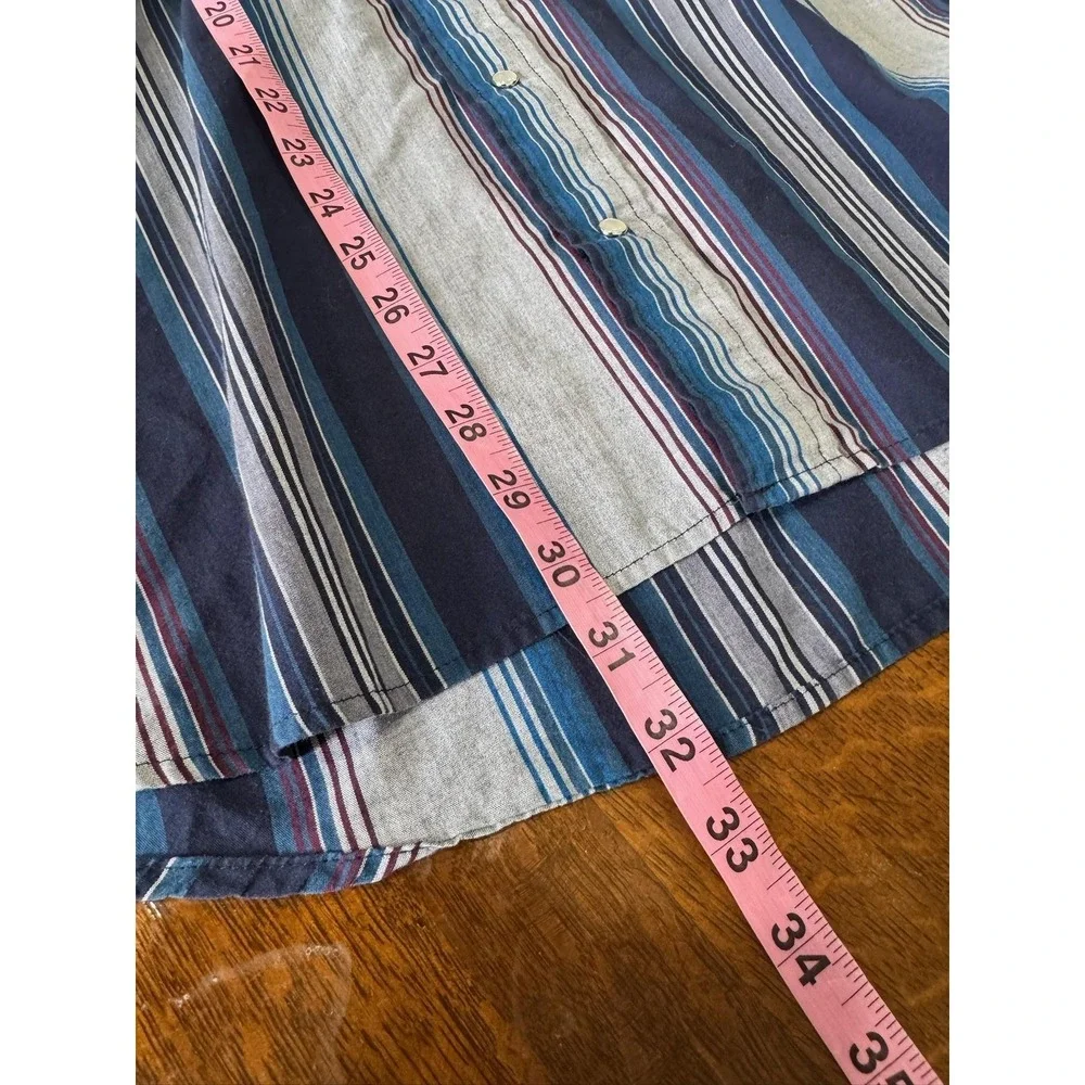 VTG Rock‎ Creek Ranch Shirt Mens 3XL Blue Stripe Button Short Sleeve Western